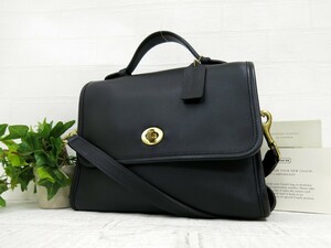 COACH オールド コーチ◆9870◆カーフ レザー 本革◆2way ハンド ショルダー バッグ◆ブラック ゴールド金具◆超美品◆ターンロック◆N8173