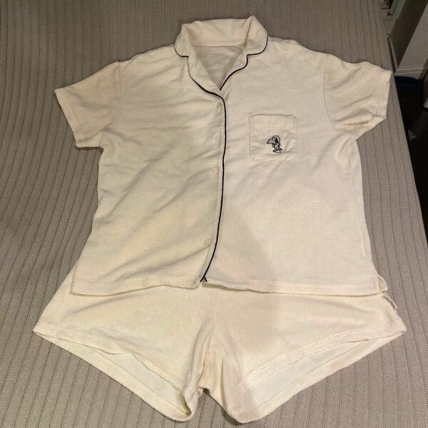 UNIQLO ピーナッツ エアリズムパイルパジャマ 半袖 上下セット ルームウェア ショートパンツ