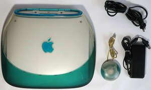 iBook G3, blueberry,Power PC G3 300MHz,320MB memory,CD-ROM Drive, first generation iMac mouse attaching, used, damage equipped 