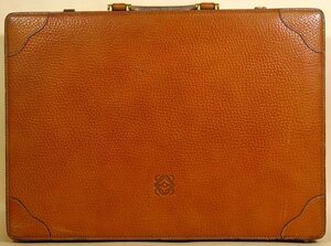 LOEWE, attache case, leather, Brown, used 