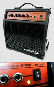 【FERNANDES】 フェルナンデス GUITAR ANPLIFER ORANGE SONIC OS-15 ギターアンプ / AC100V 13W 50/60Hz 通電/出音確認 中古品 返品不可で 