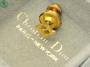 2406600017 ^ Christian Dior Christian * Dior pin brooch pin badge H motif 14KT GOLD FILLED Gold brand used 