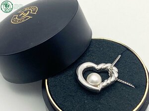 2406600038 ^ TASAKItasaki Tasaki Shinju 1 шарик жемчуг колье Heart S печать SILVER 925 серебряный общая длина примерно 42.0cm аксессуары б/у 