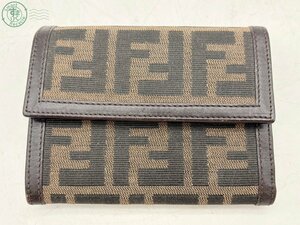 2406600441　▲ FENDI フェンディ 2270 30729 009 ズッカ柄 キャンバス レザー 三つ折り 財布 ウォレット 札入れ 中古