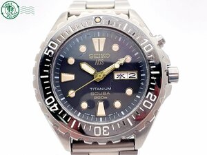 2406600777　＃ 1円～！ SEIKO セイコー SCUBA DIVER スキューバ ダイバー 5M43-0010 AGS デイデイト 腕時計 黒文字盤 ブラック チタン