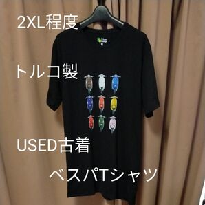 2XL程度 ベスパTシャツ ブラックカラー トルコ製 Cotton100% USED古着 ビンテージ 再出品OK