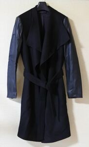 ZARA WOMAN ザラ コート ラップコート ブラック 切り替えデザイン フェイクレザー Sサイズ ymdnrk k h 0526 