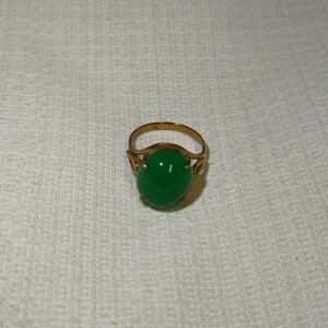 52902 K18 ring ring stamp equipped accessory ..? jade? gem gold precious metal Gold GOLD 18k 18 gold 