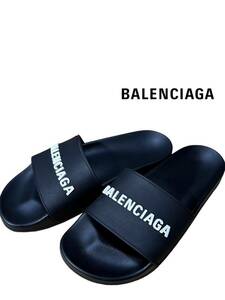 【本物保証】極上美品◆ BALENCIAGA バレンシアガ ◆ サンダル シャワーサンダル ロゴデザイン POOL MEN サイズ40 26.5cm