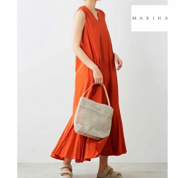 MARIHA マリハレディース ノースリーブ ドレス ワンピース ティアード夏の月影 人気商品 オレンジ カーネリアン