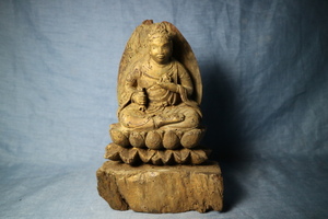 木彫　仏　坐像　検仏教美術仏像天部如来菩薩明王珍品希少骨董オブジェ古寺時代