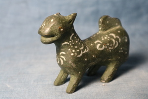 銅造　獅子　象嵌文様　検中国古美術唐物仏教美術狛犬細密珍品希少骨董オブジェ時代