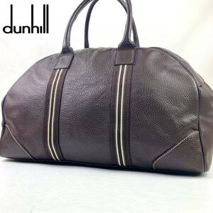1 jpy [ unused class × regular price 35 ten thousand jpy ]dunhill Dunhill Boston bag high capacity travel business trip men's business leather original leather Golf dark brown 