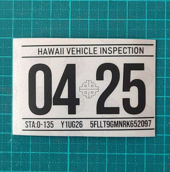 ハワイ ビークルインスペクション 2025 レジストレーション ステッカー シール レプリカ 車検 USDM HDM 0425 4月