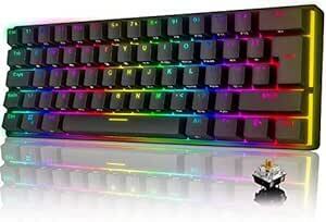 メカニカル、UK配列、61キーキーボード、MK21有線キーボード、LEDバックライト、バックライトカスタマイズ可能、RGB、USB