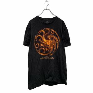 HOUSE DRAGON 半袖 プリントTシャツ L ブラック クルーネック 古着卸 アメリカ仕入 a605-8528