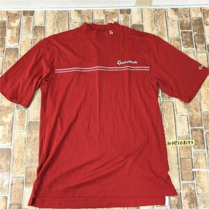 TaylorMade テーラーメイド メンズ ゴルフ ハイネックロゴ刺繍 ドライ 半袖Tシャツ XO 赤 レッド スポーティー