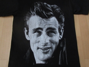 90's USA製 James Dean フェイス フォト Tシャツ M 黒 ジェームズ・ディーン 顔 写真 映画 俳優 エデンの東 理由なき反抗 ムービー ART芸術