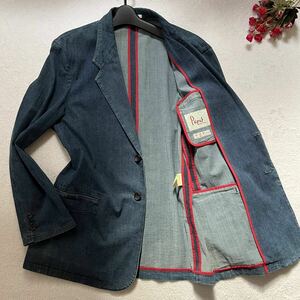 [ rare ] beautiful goods Papas Denim tailored jacket Denim jacket indigo dyeing dark blue oversize L corresponding 