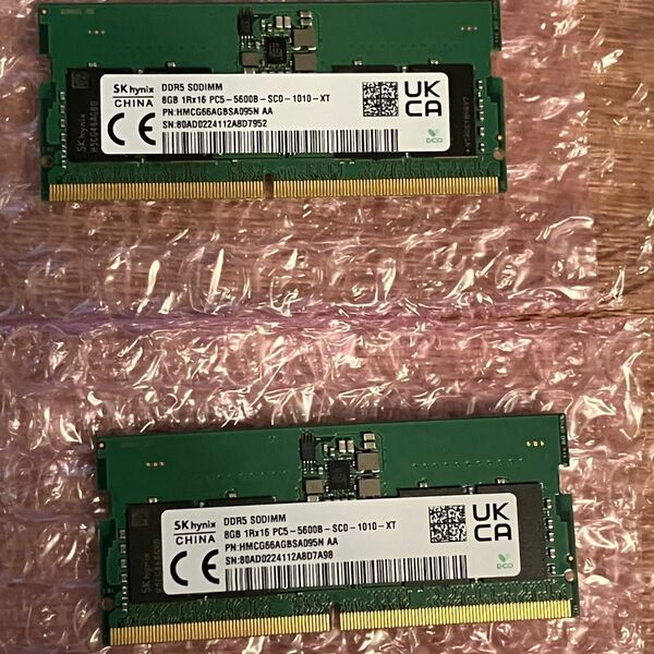 DDR5 5600 8gb 2枚 16gb SODIMM SKhynix