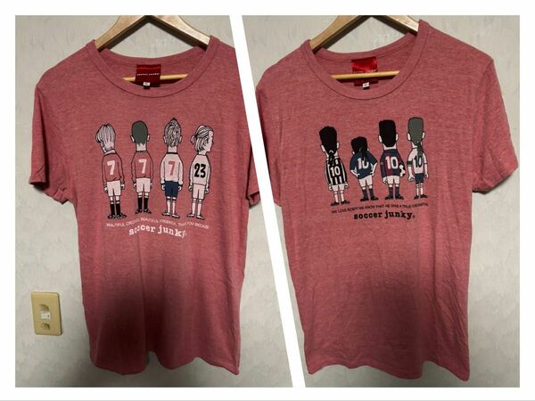 サッカージャンキー ベッカム バッジョLサイズ 2枚 赤 レッド ピンク Tシャツ ブラック 古着 アメカジ