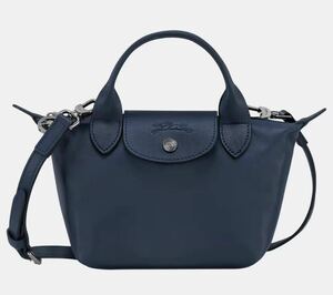 【新品】LONGCHAMP ル プリアージュ エクストラ　XS トップハンドルバッグ ネイビー- レザー　