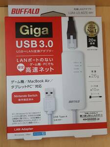 【菊水-10422】 BUFFALO/有線LANアダプター/LUA4-U3-AGTE-WH/Giga/ USB3.0/美品 （yu）