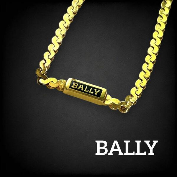 【美品】 BALLY バリー ブレスレット バングル 腕輪 ロゴ ヴィンテージ ビンテージ 古着 アクセサリー プレート ブラック ゴールド 938