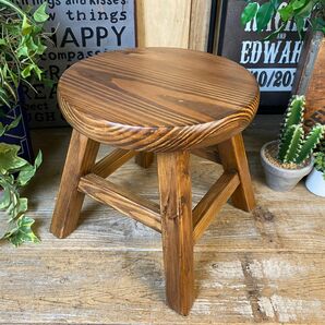 北欧カントリー調パイン材ウッドミニスツール丸椅子チェア松材木製天然無垢置き台チェア　イス飾り台