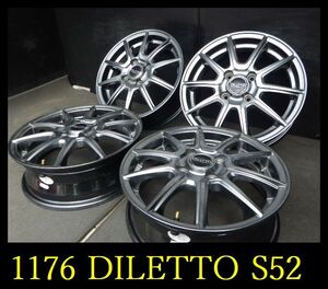 【1176】T6005214◆DILETTO S52◆14x4.5J 4穴 PCD100 +43◆4本◆ N-ONE ライフ タントなど軽自動車全般 など