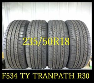 【F534】N5106044 送料無料・代引き可 店頭受取可 2021年製造 新車外し◆TOYO TRANPATH R30◆235/50R18◆4本