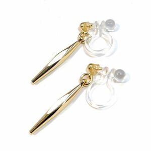 [ both ear earrings ] Gold diamond cut stick earrings men's lady's allergy correspondence allergy free...