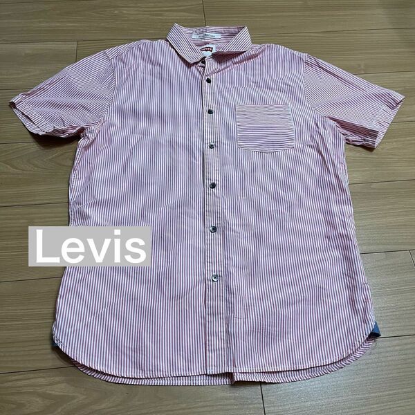 【美品】　Levis リーバイス　ストライプシャツ　M ピンク　半袖　シャツ