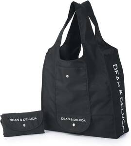 ディーンアンドデルーカ ショッピングバッグ ブラック エコバッグ 折りたたみ 軽量 コンパクト レジ袋 マイバッグ 43×37×1