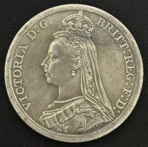 古銭 硬貨 銀貨 貿易銀 イギリス コイン ヴィクトリア女王 初代インド皇帝 女帝 クラウン銀貨 1887年