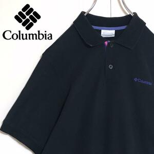 【人気定番】コロンビア　刺繍ロゴ入りポロシャツ　ブラック　シンプル　K920