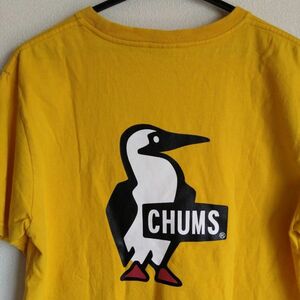 美品 CHUMS カラシ イエロー Tシャツ プリントTシャツ バックプリント BIG ブービー men's L