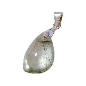 天然石 グリーンチル ネックレストップ 水晶 雫型 1点物 ヘッド シルバー 925刻印 チャーム ネックレス トップ