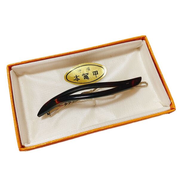 本鼈甲 ヘアピン 鼈甲 べっ甲 バレッタ 新品同様 箱付き 1点物 天然素材