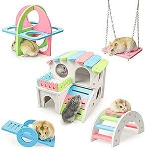 5 point set hamster house hamster cage small animals for toy surface white toy Rainbow Bridge swing .PVC teeter 