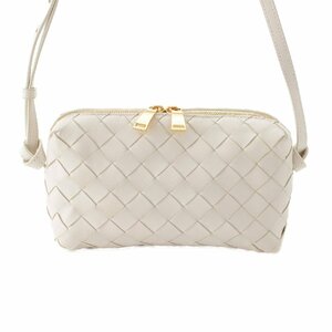 【ボッテガ ヴェネタ】Bottega Veneta　イントレチャート レザー ショルダーバッグ 609407 ホワイト 【中古】【正規品保証】207501