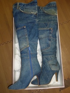 ninamew knee Nami .u remake Denim long boots indigo blue 24.5cm regular price 27000 jpy + tax 