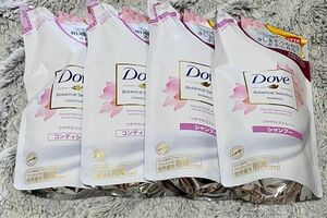 【4袋】 ダヴ Dove ボタニカルセレクション つややかストレート シャンプー コンディショナー 詰め替え 350g ユニリーバ