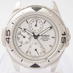 カシオ 1794 MTD-1046 CASIO デイデイト SS クォーツ シルバー 10気圧防水 逆回転防止ベゼル メンズ 男性 腕時計 フェイス[Pa1606-AR3