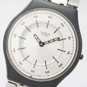 スウォッチ 945 V8 5.8×1.6 1.55V Swatch SWISS クォーツ ブラック×シルバー文字盤 メンズ 男性 腕時計[Pa1608-AR5