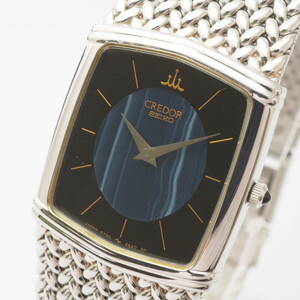 セイコー クレドール 6730-5340 R0 SEIKO CREDOR SS クォーツ ブルー×ブラック 青×黒文字盤 レディース 女性 腕時計[290388-AA4