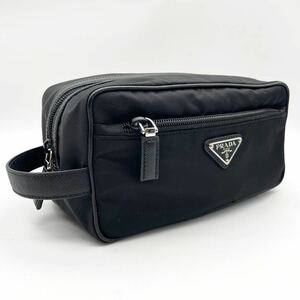 1 jpy / super ultimate beautiful goods * present PRADA Prada 2NA819 clutch triangle Logo second bag black men's triangle 