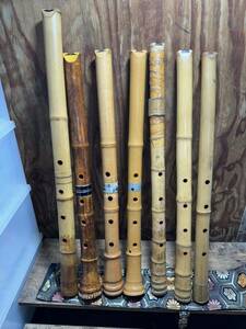 尺八 和楽器 縦笛 木管楽器 時代和楽器 露秋 7点 骨董 当時物 年代品