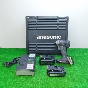中古 Panasonic パナソニック 14.4V/18V 充電式インパクトドライバー バッテリー2個+充電器 黒 ブラック EZ76A1LJ2G-B
