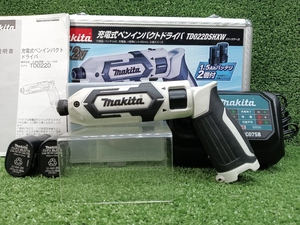 中古 makita マキタ 7.2V 充電式 ペンインパクトドライバ 白 ホワイト 充電器 1.5Ah バッテリー 2個 付 TD022DSHXW